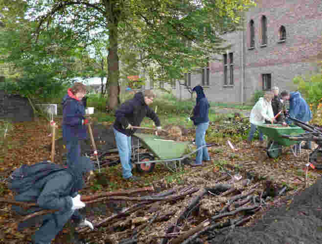 de permacultuur moestuin van de Abdij van Egmond; de Hugelbeet