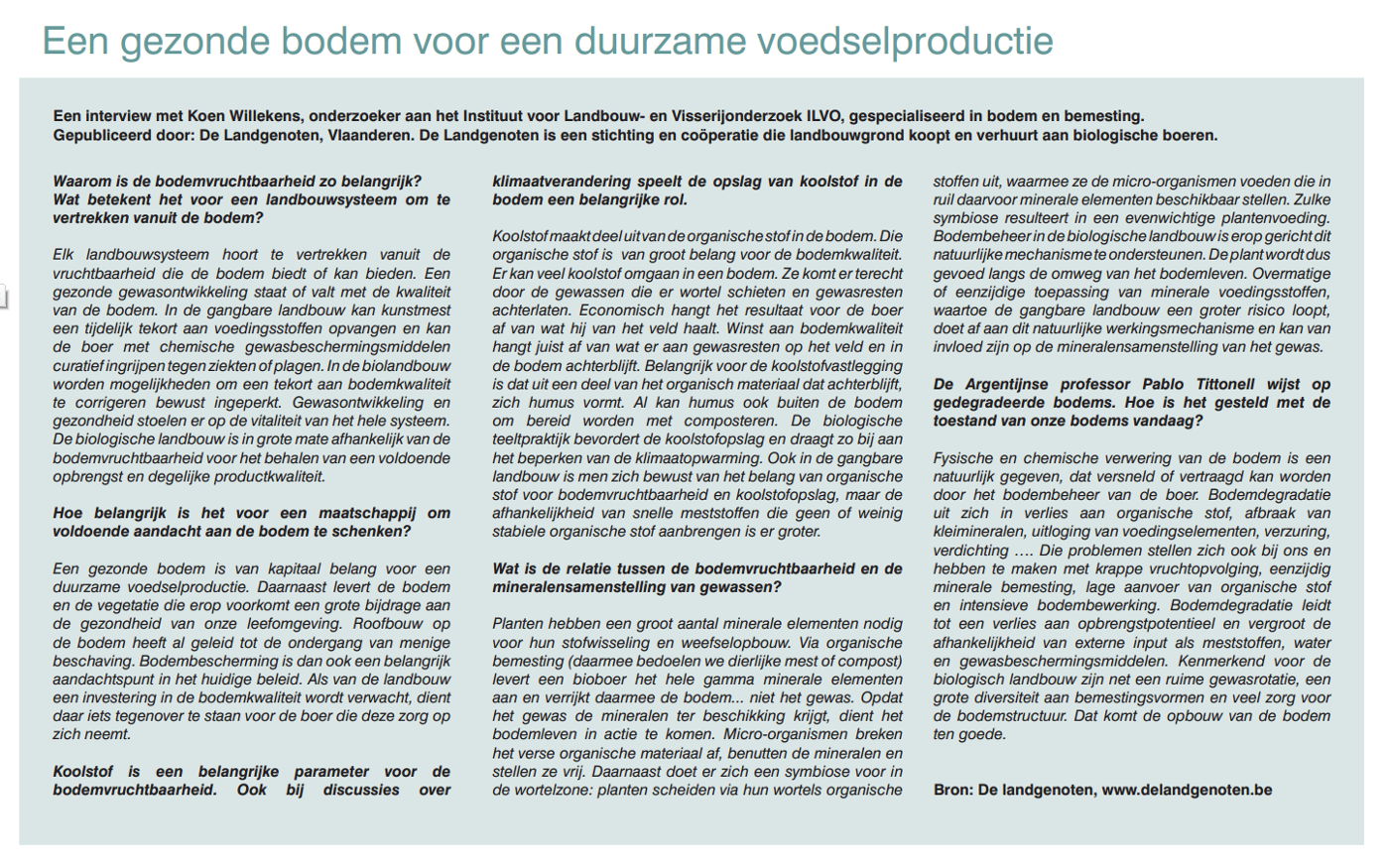 Project Levende Aarde Algemene informatie